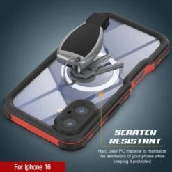 IPhone 16 Waterproof IP68 Case, Punkcase [Red] [StudStar Series] [Slim Fit] -Phone Vibe Shop punkcase iphone 16 waterproof aluminum case metal extreme 3 0 series ip68 rugged bumper cover w buillt in screen protector ultimate dual layer military grade 6 fde5c13e f80d 4b82 993c