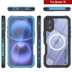 IPhone 16 Waterproof IP68 Case, Punkcase [Light Blue] [StudStar Series] [Slim Fit] [Dirtproof] -Phone Vibe Shop punkcase iphone 16 waterproof aluminum case metal extreme 3 0 series ip68 rugged bumper cover w buillt in screen protector ultimate dual layer military grade 8 41d99130 6a79 4324 9e82