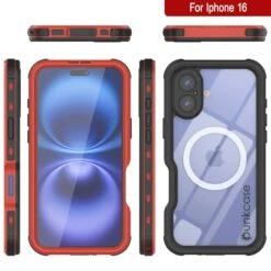 IPhone 16 Waterproof IP68 Case, Punkcase [Red] [StudStar Series] [Slim Fit] -Phone Vibe Shop punkcase iphone 16 waterproof aluminum case metal extreme 3 0 series ip68 rugged bumper cover w buillt in screen protector ultimate dual layer military grade 8 d33154aa ac52 403e a90a