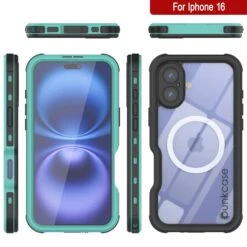 IPhone 16 Waterproof IP68 Case, Punkcase [Teal] [StudStar Series] [Slim Fit] -Phone Vibe Shop punkcase iphone 16 waterproof aluminum case metal extreme 3 0 series ip68 rugged bumper cover w buillt in screen protector ultimate dual layer military grade 8 f9f5e278 ce75 4fec abfa