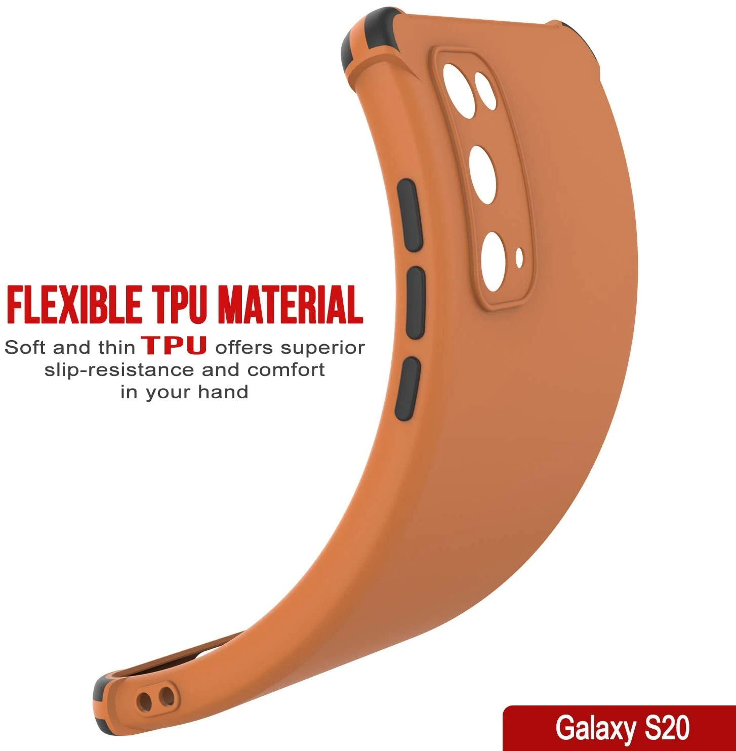 Punkcase Protective & Lightweight TPU Case [Sunshine Series] For Galaxy S20 [Orange] - Image 3