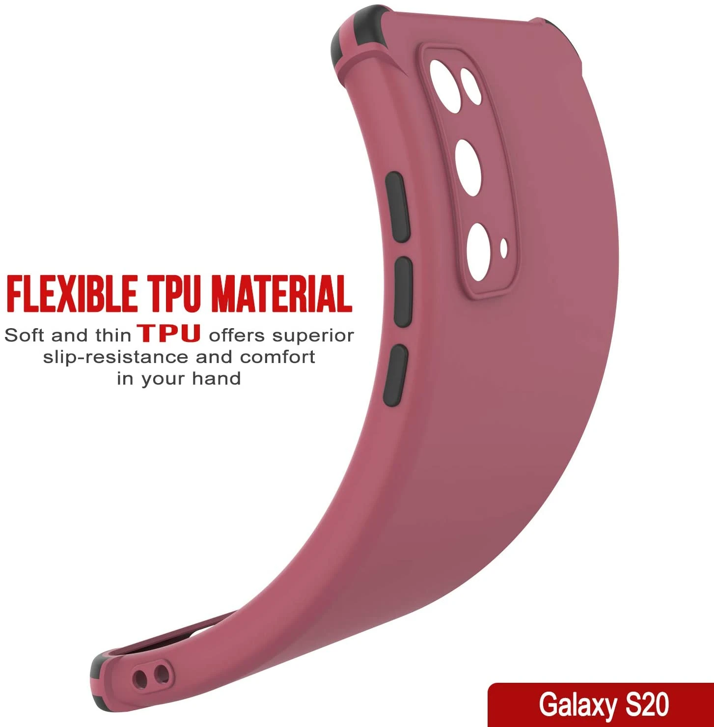 Punkcase Protective & Lightweight TPU Case [Sunshine Series] For Galaxy S20 [Rose] - Image 3