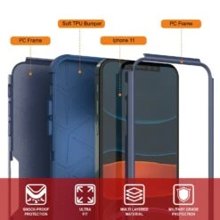 Punkcase For IPhone 11 Belt Clip Multilayer Holster Case [Patron Series] [Navy] -Phone Vibe Shop punkcase for iphone 11 belt clip holster case patron series 4 1 rugged sturdy strong durable soft inner hard outer shell protective multilayer phone cover w integrated kickstand 5 668