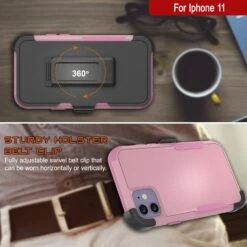 Punkcase For IPhone 11 Belt Clip Multilayer Holster Case [Patron Series] [Pink] -Phone Vibe Shop punkcase for iphone 11 belt clip holster case patron series 4 1 rugged sturdy strong durable soft inner hard outer shell protective multilayer phone cover w integrated kickstand 9 008