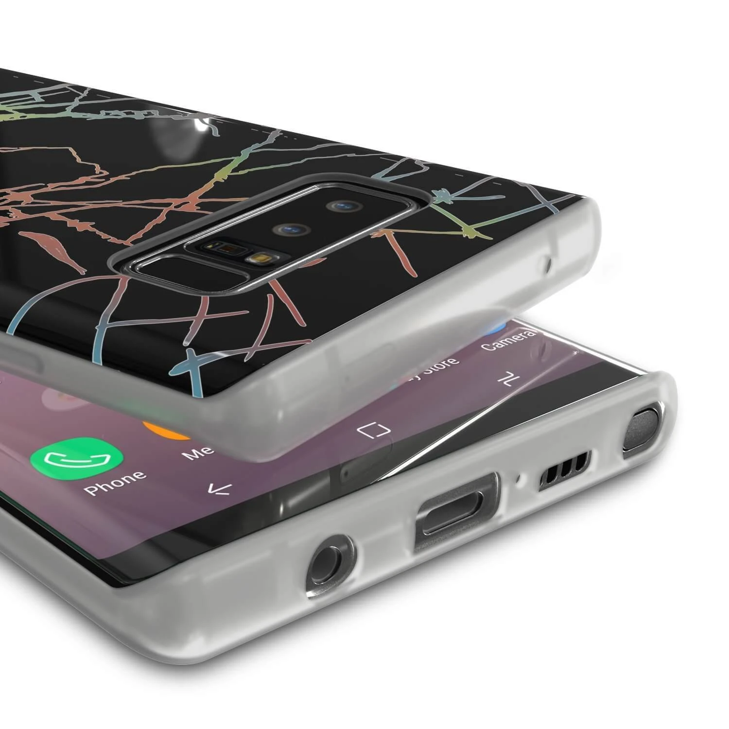 Punkcase Galaxy Note 8 Marble Case, Protective Full Body Cover W/PunkShield Screen Protector (Black Mirage) - Image 5