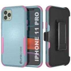 Punkcase For IPhone 11 Pro Belt Clip Multilayer Holster Case [Patron Series] [Mint-Pink]