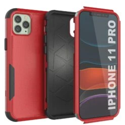 Punkcase For IPhone 11 Pro Belt Clip Multilayer Holster Case [Patron Series] [Red-Black] -Phone Vibe Shop punkcase iphone 11 pro belt clip holster case patron series 4 1 rugged sturdy strong durable soft inner hard outer shell protective multilayer phone cover w integrated kickstand 7 e75