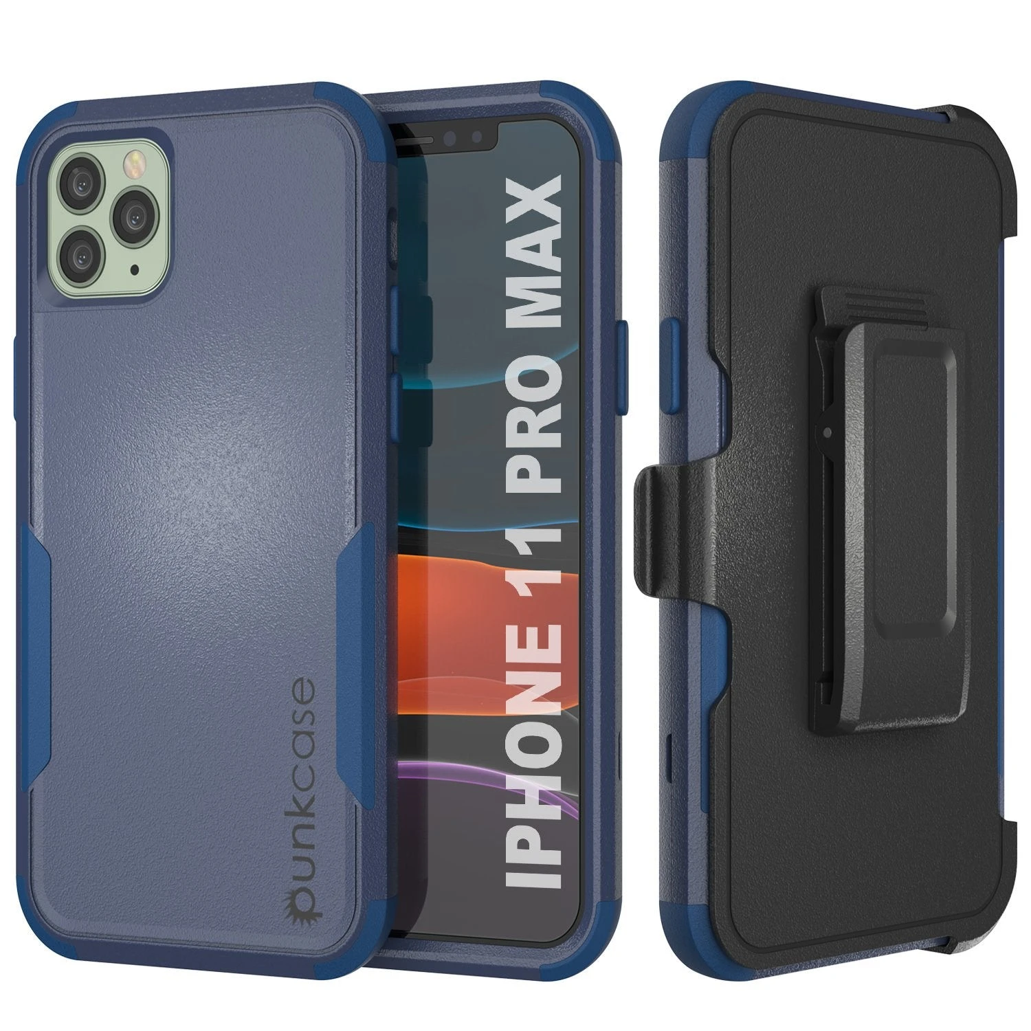 Punkcase For IPhone 11 Pro Max Belt Clip Multilayer Holster Case [Patron Series] [Navy]