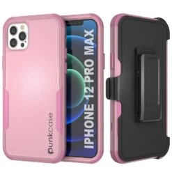 Punkcase For IPhone 12 Pro Max Belt Clip Multilayer Holster Case [Patron Series] [Pink] -Phone Vibe Shop punkcase iphone 12 pro max belt clip holster case patron series 4 1 rugged sturdy strong durable soft hard outer shell protective multilayer phone cover w integrated kickstand 6 dd8cb