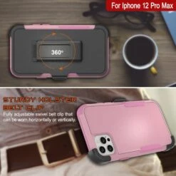 Punkcase For IPhone 12 Pro Max Belt Clip Multilayer Holster Case [Patron Series] [Pink] -Phone Vibe Shop punkcase iphone 12 pro max belt clip holster case patron series 4 1 rugged sturdy strong durable soft hard outer shell protective multilayer phone cover w integrated kickstand 9 7ef13