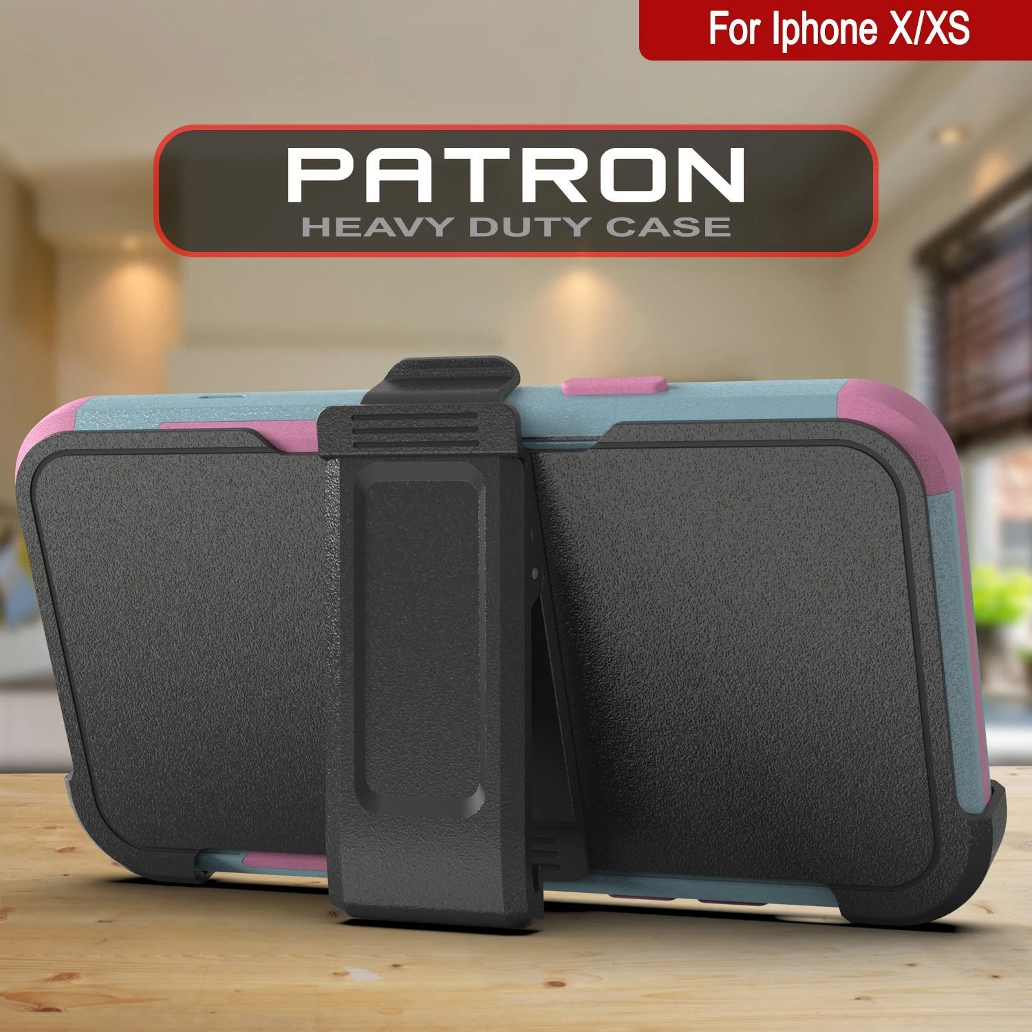 Punkcase For IPhone XS Belt Clip Multilayer Holster Case [Patron Series] [Mint-Pink] - Image 2