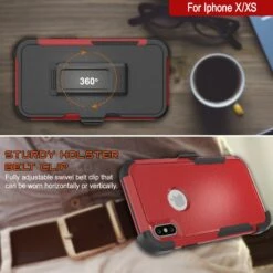 Punkcase For IPhone XS Belt Clip Multilayer Holster Case [Patron Series] [Red-Black] -Phone Vibe Shop punkcase iphone xs belt clip holster case patron series 4 1 rugged sturdy strong durable soft inner hard outer shell protective multilayer phone cover w integrated kickstand 9 9a2ad66