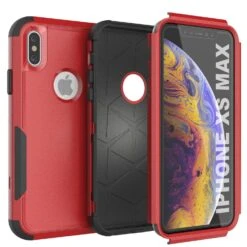 Punkcase For IPhone XS Max Belt Clip Multilayer Holster Case [Patron Series] [Red-Black] -Phone Vibe Shop punkcase iphone xs max belt clip holster case patron series 4 1 rugged sturdy strong durable soft hard outer shell protective multilayer phone cover w integrated kickstand 7 e42e668b