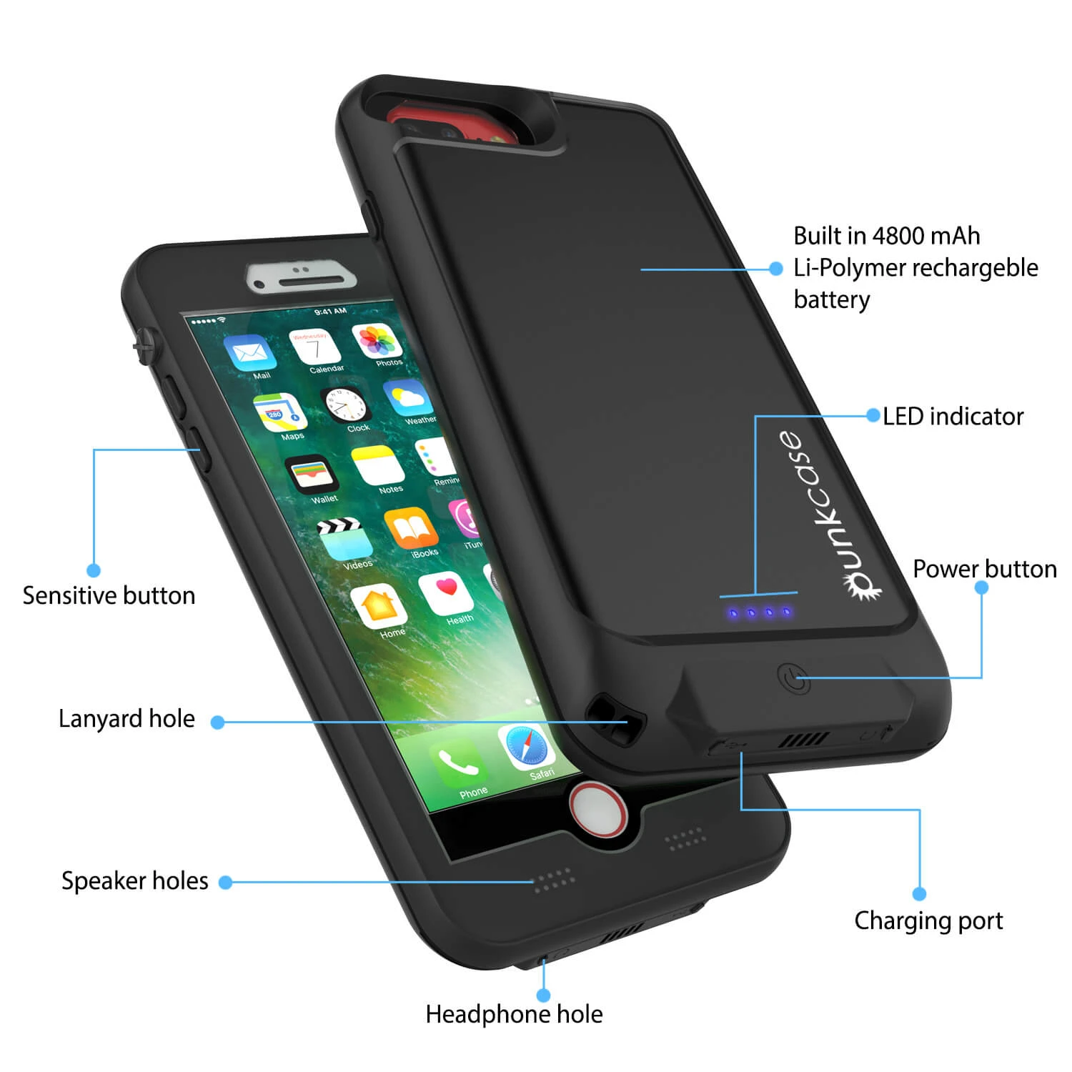 PunkJuice IPhone 7+Plus Battery Case Black - Waterproof Slim Power Juice Bank With 4300mAh 7 PunkJuice IPhone 7+Plus Battery Case Black - Waterproof Slim Power Juice Bank With 4300mAh - Image 5