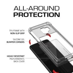 Galaxy S9 Clear Protective Case | Covert 2 Series [Red] -Phone Vibe Shop samsung galaxy s9 clear ultra slim thin protection shockproof case cover 003