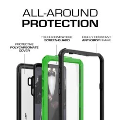 Galaxy S9+ Plus Rugged Waterproof Case | Nautical Series | [Geen] -Phone Vibe Shop samsung galaxy s9 plus waterproof case cover armor shockproof green 002