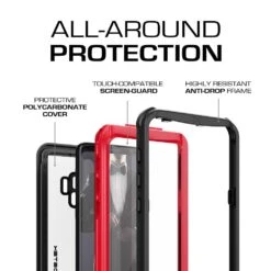 Galaxy S9 Rugged Waterproof Case | Nautical Series [Red] -Phone Vibe Shop samsung galaxy s9 waterproof heavy duty armor case cover 7