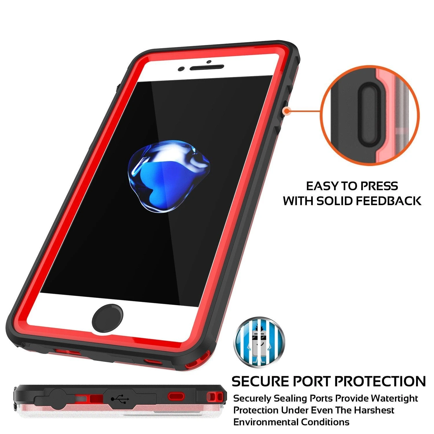 Apple IPhone 8 Waterproof Case, PUNKcase CRYSTAL Red W/ Attached Screen Protector| Warranty 8 Apple IPhone 8 Waterproof Case, PUNKcase CRYSTAL Red W/ Attached Screen Protector| Warranty - Image 6