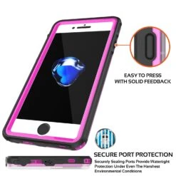 Apple IPhone 7 Waterproof Case, PUNKcase CRYSTAL Pink W/ Attached Screen Protector| Warranty -Phone Vibe Shop secure crystal iphone 7 77fa749a f883 4345 9f62 2d5b4ea02bca