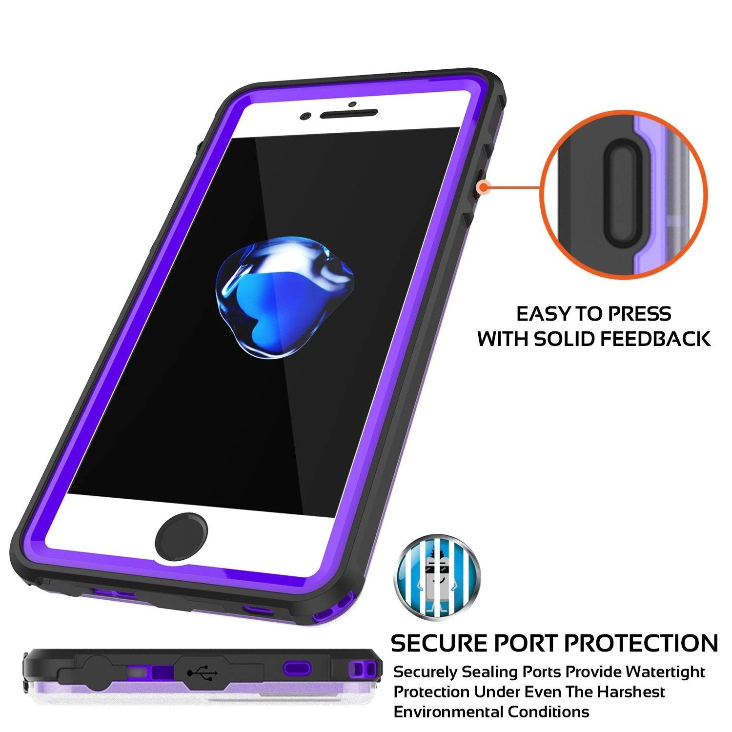 Apple IPhone 8 Waterproof Case, PUNKcase CRYSTAL Purple W/ Attached Screen Protector| Warranty 8 Apple IPhone 8 Waterproof Case, PUNKcase CRYSTAL Purple W/ Attached Screen Protector| Warranty - Image 6