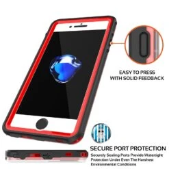IPhone 8+ Plus Waterproof Case, PUNKcase CRYSTAL Red W/ Attached Screen Protector| Warranty -Phone Vibe Shop secure crystal iphone 7plus 88fb22d2 115e 4a46 8a0d 6cece13ba3a3