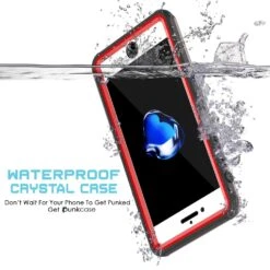 IPhone 8+ Plus Waterproof Case, PUNKcase CRYSTAL Red W/ Attached Screen Protector| Warranty -Phone Vibe Shop underwater crystal iphone 7plus 55170040 6ab3 4e39 9456 6fbf47a335fb