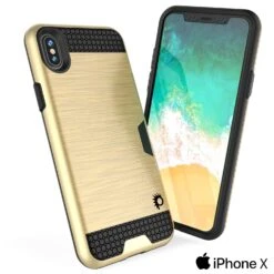 IPhone X Case, PUNKcase [SLOT Series] Slim Fit Dual-Layer Armor Cover & Tempered Glass PUNKSHIELD Screen Protector For Apple IPhone X [Gold] -Phone Vibe Shop view2 slot case iphone x 7785f72b 4e4f 423d a8ec 001c7f3b5fef